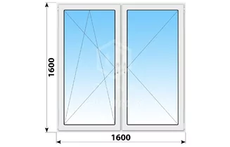 Двухстворчатое пластиковое окно 1600x1600 ПО-П