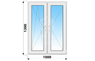 Двухстворчатое пластиковое окно 1000x1300 ПО-П