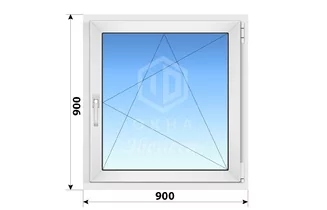 Поворотно-откидное пластиковое окно 900x900