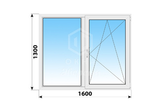 Двухстворчатое пластиковое окно 1600x1300 Г-ПО